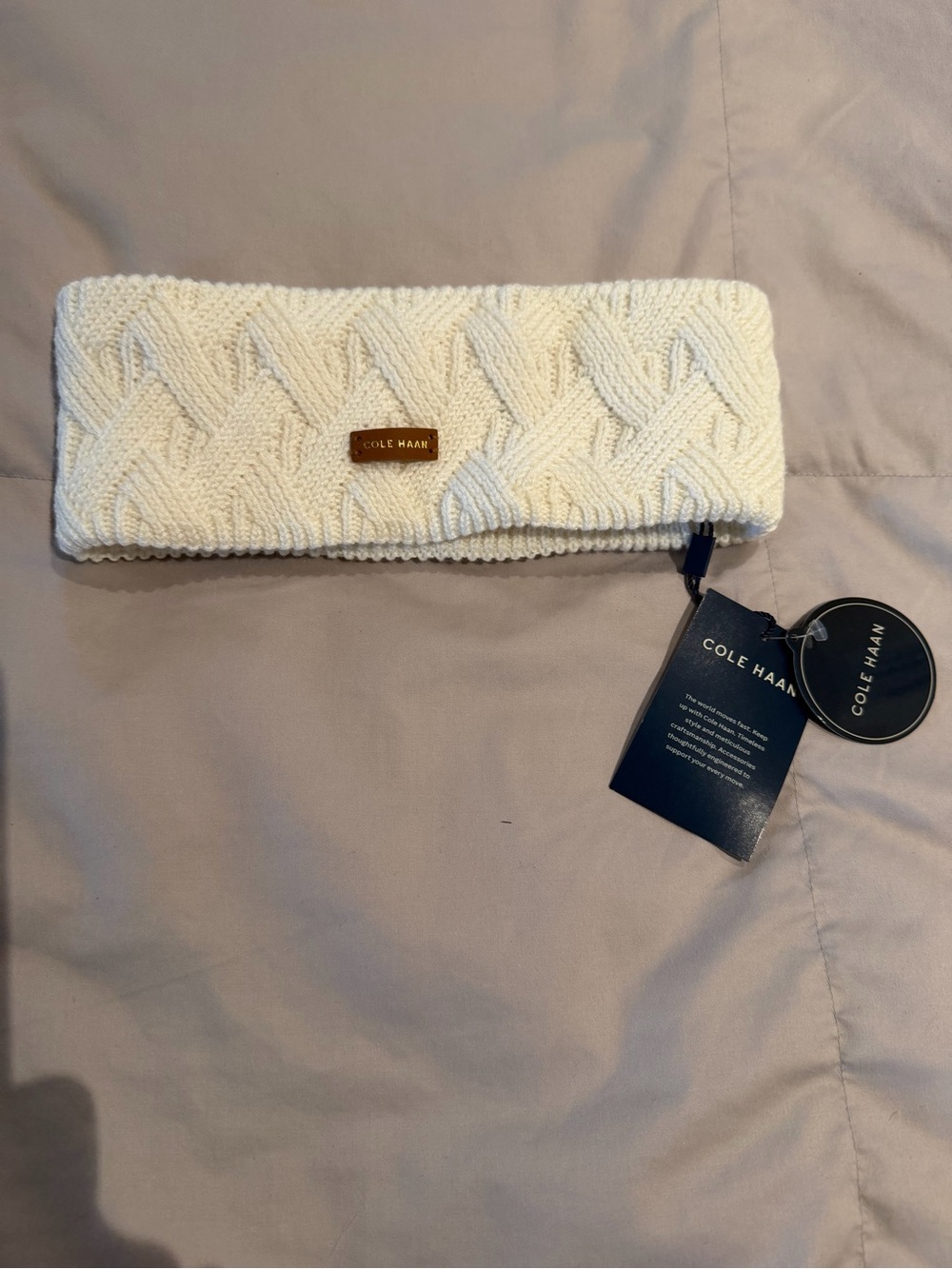 Cole Haan Cream Cable Knit Winter Headband